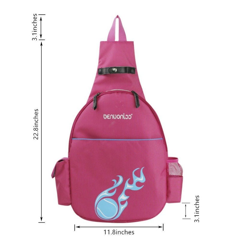 Klau Nylon Tennis Badminton Racquet Backpack Tennis Racket Case Outdoor Sports Bag Rose Red for Tennis Beginners - Image 2